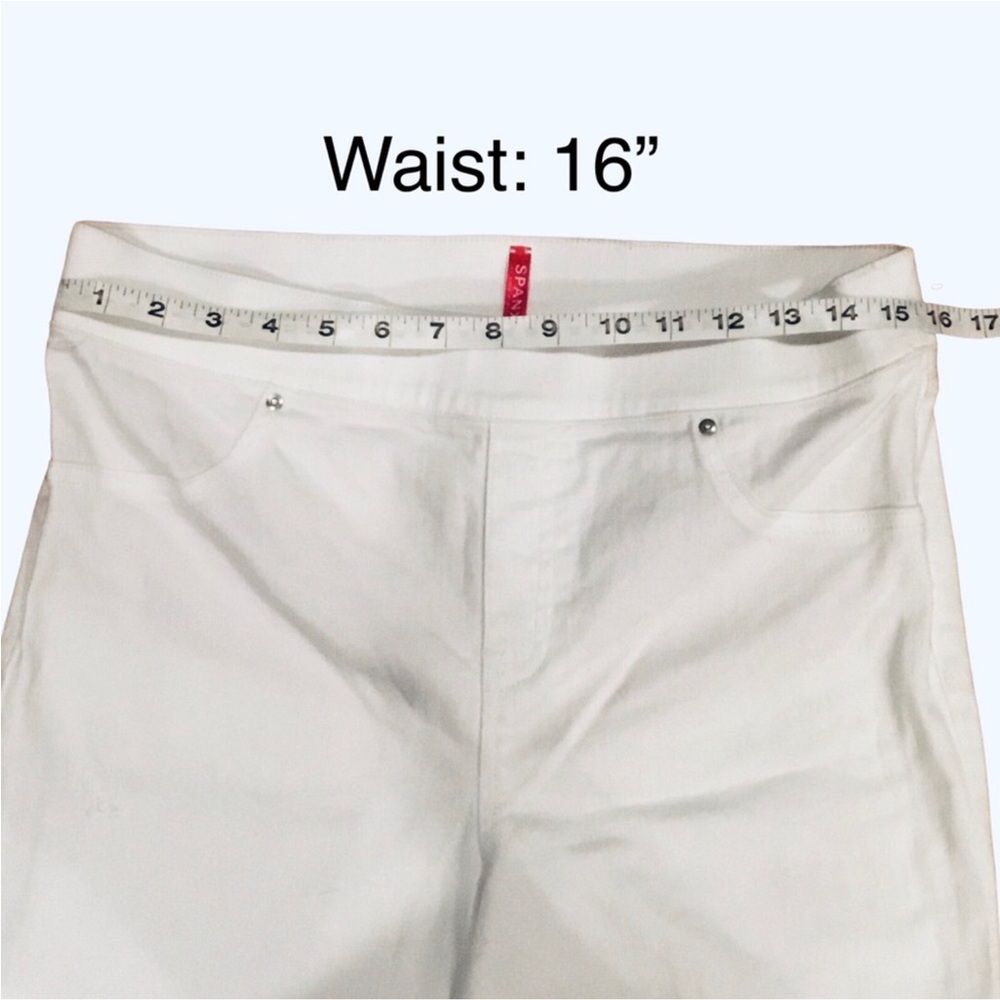 SPANX White High Rise Pull-On Skinny Legging Jeans Shape Stretch Denim Size- L - Picture 9 of 16